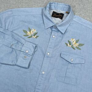 Howler Brothers Light Blue Floral Embroidered Button-Down Shirt